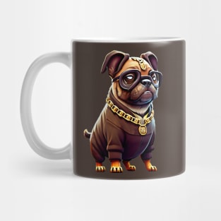 Cool Pug with Hoodie and Chain - Hip Hop Pug Boss T-Shirt Design Mug